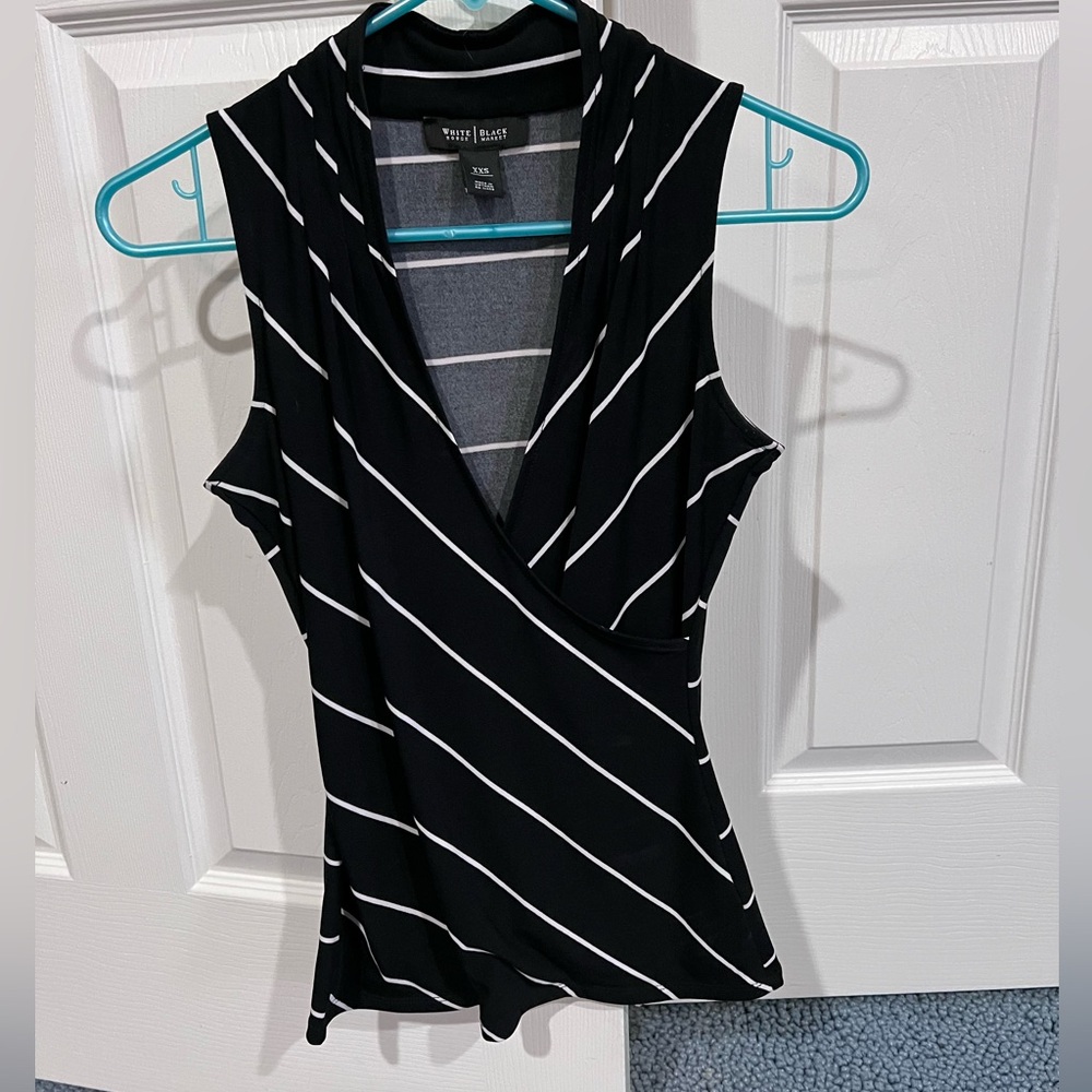 Black and white sleeveless top